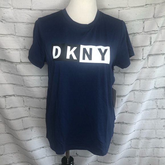 DKNY Sport Navy Blue Signature Tee Shirt, Short Sleeve, Size Medium, NWT!!